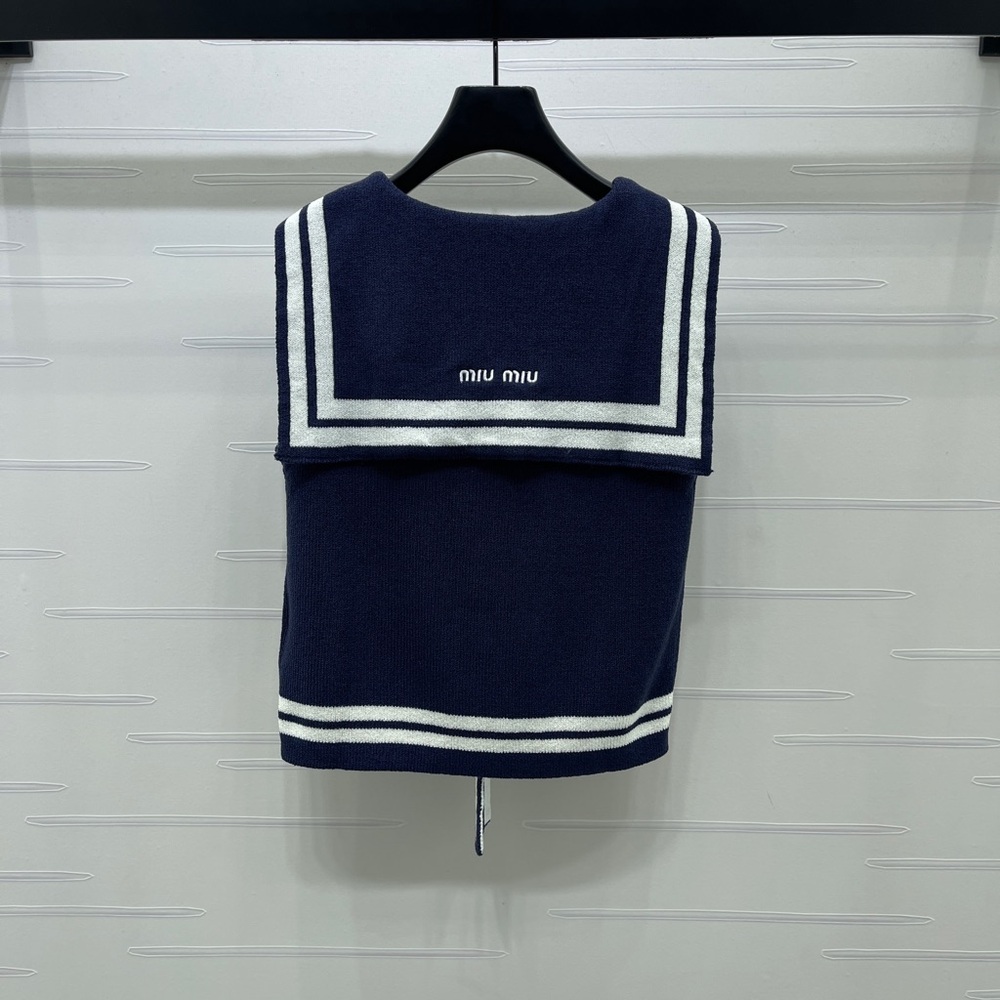 Miu Miu Blue Tank Top with White Scarf Accent - Picture 3 of 6